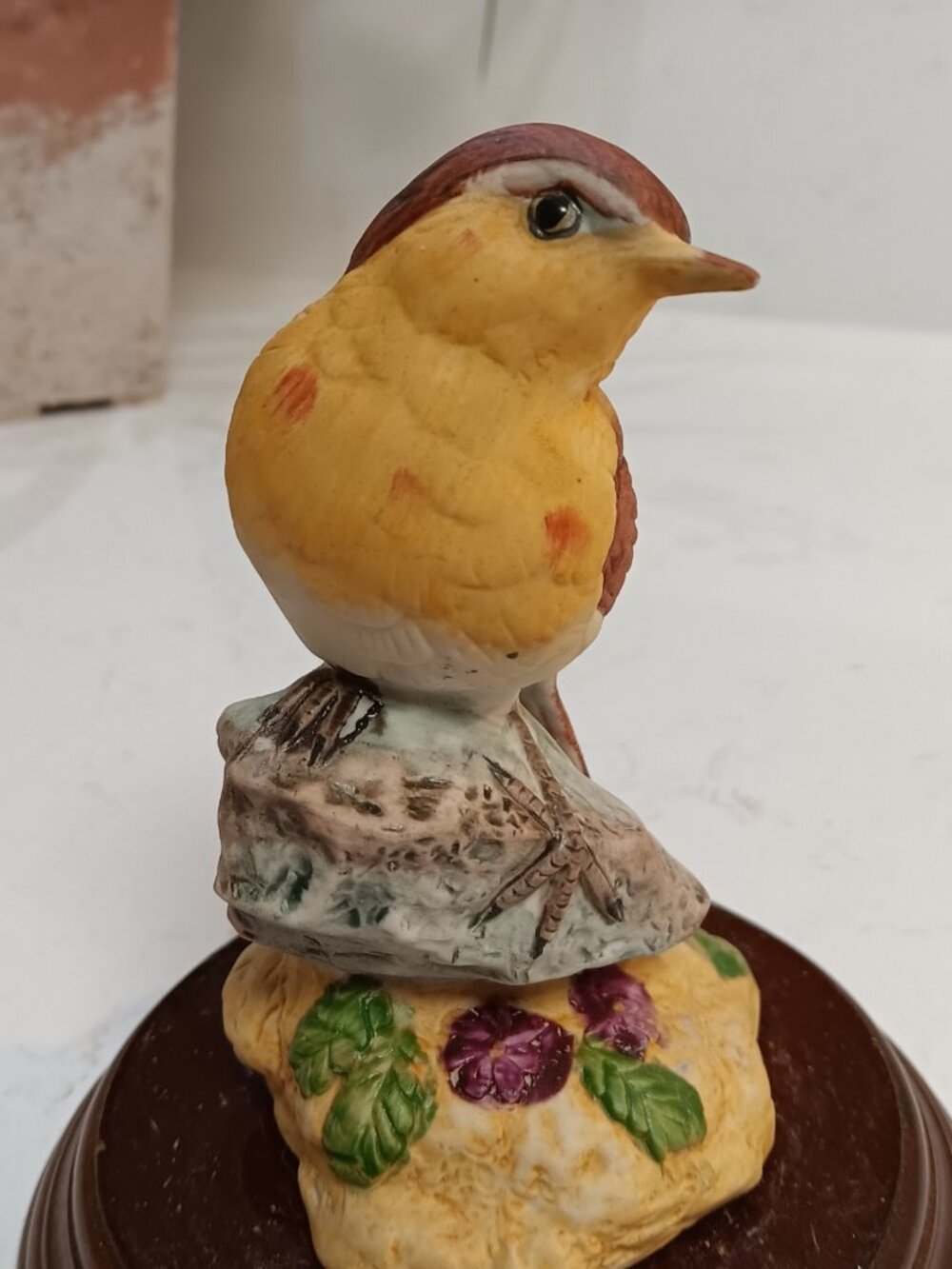 Vintage Porcelain Great Reed Warbler Bird Figurine - Taiwan